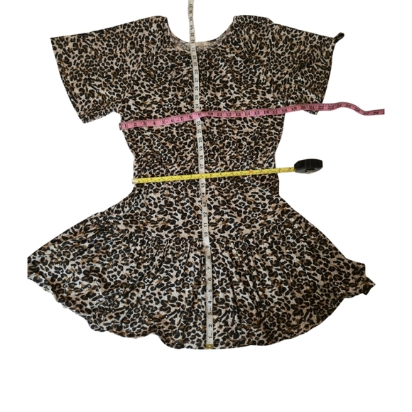 CHELSEA AND VIOLET Leopard Linen Blend Dress Flutter Sleeve Drop Waist Medium‎ - Picture 11 of 15